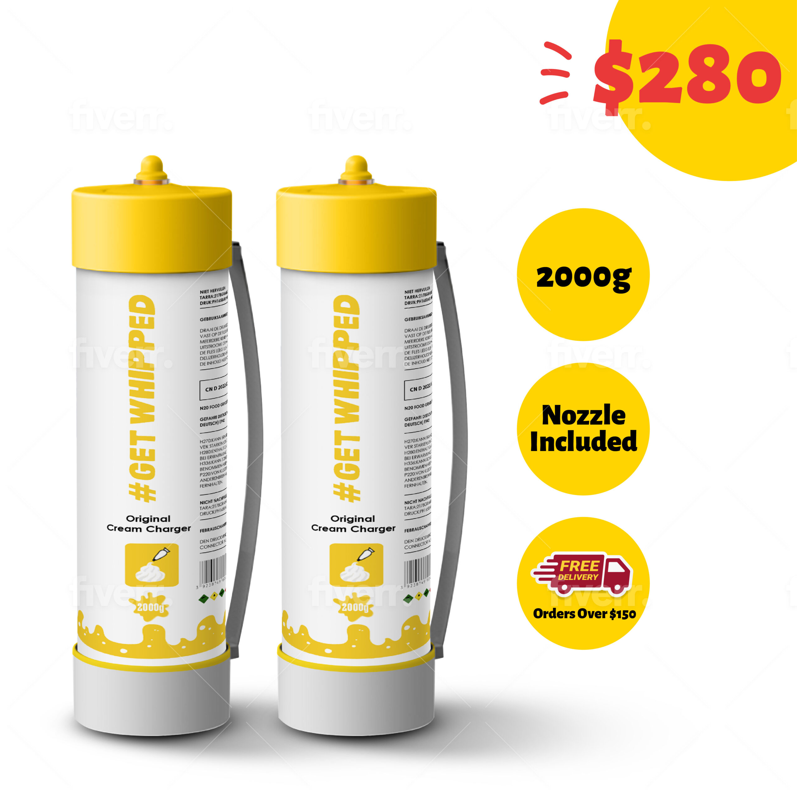 2x 2000g Cream Charger